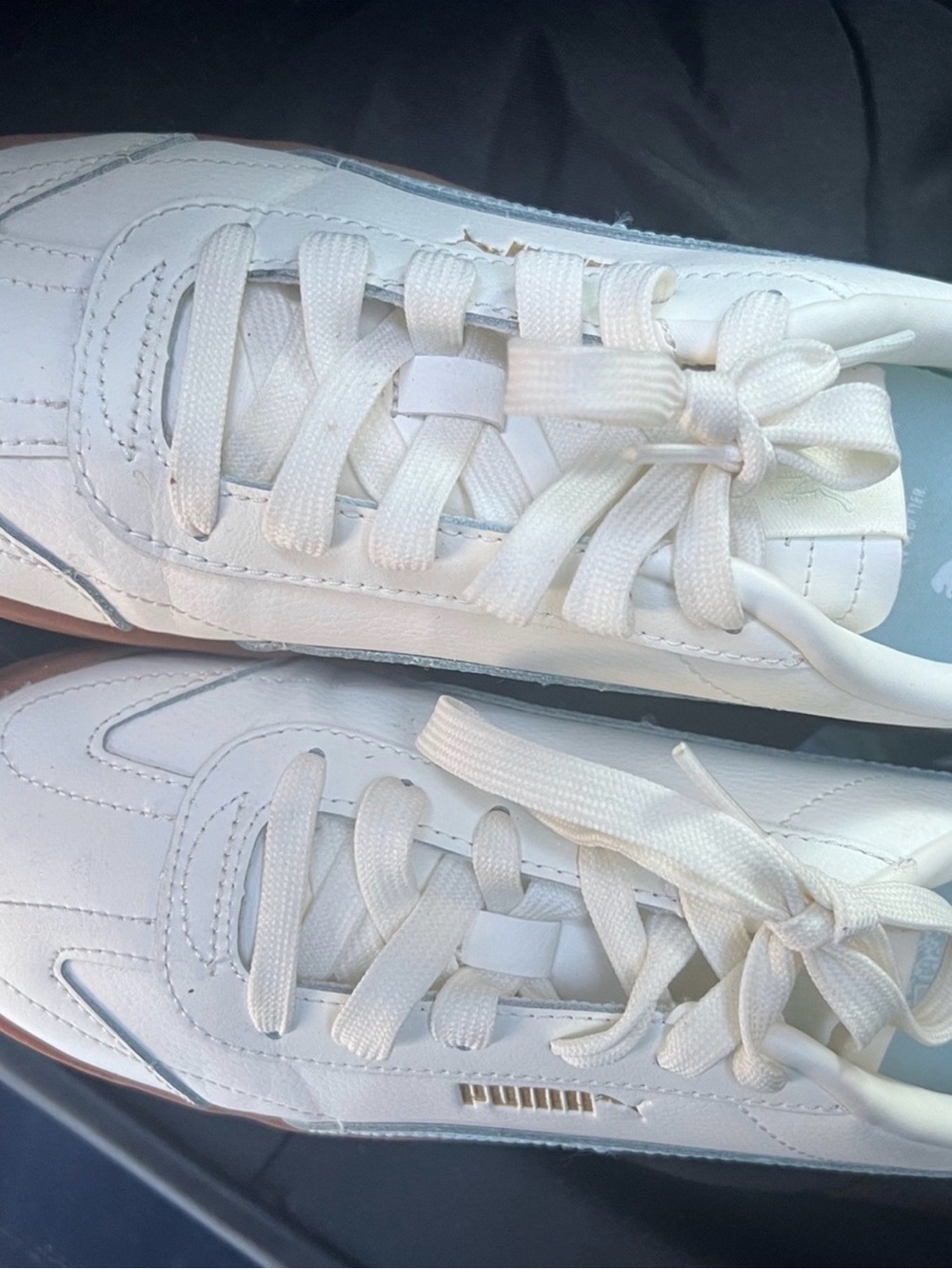 Puma White Sneakers with Light Blue Stripe and Gum Sole 8 - Picture 5 of 10